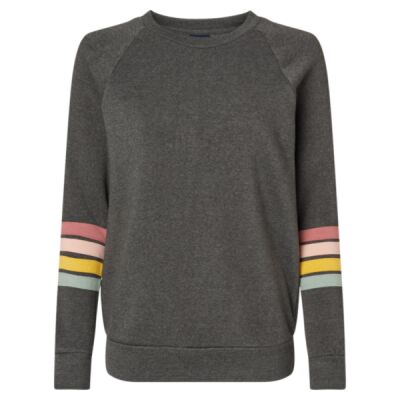 Women's Striped Sleeves Crewneck Sweatshirt Thumbnail