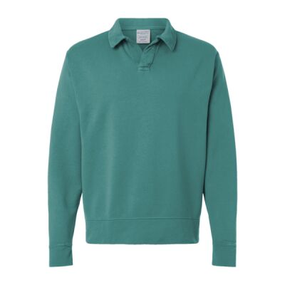 Unisex Garment-Dyed Polo Collar Sweatshirt Thumbnail