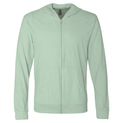 Unisex Sueded Long Sleeve Hooded Full Zip T-Shirt Thumbnail